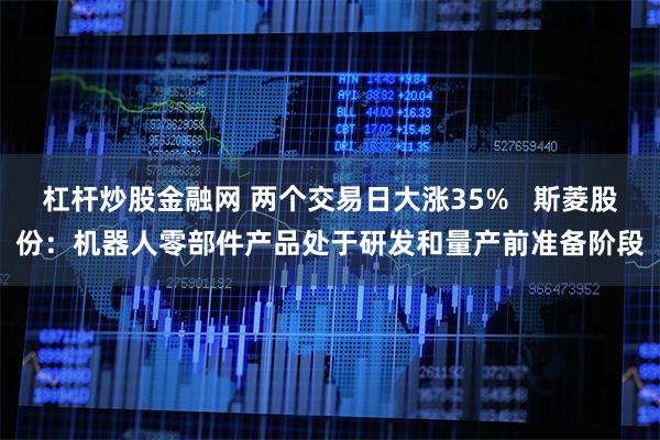 杠杆炒股金融网 两个交易日大涨35%   斯菱股份：机器人零部件产品处于研发和量产前准备阶段