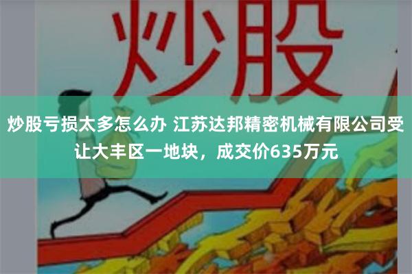 炒股亏损太多怎么办 江苏达邦精密机械有限公司受让大丰区一地块，成交价635万元