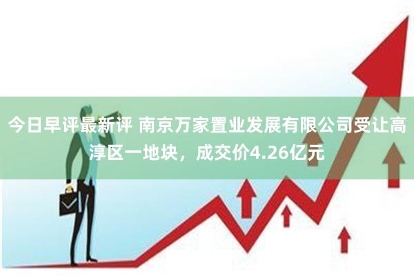 今日早评最新评 南京万家置业发展有限公司受让高淳区一地块，成交价4.26亿元
