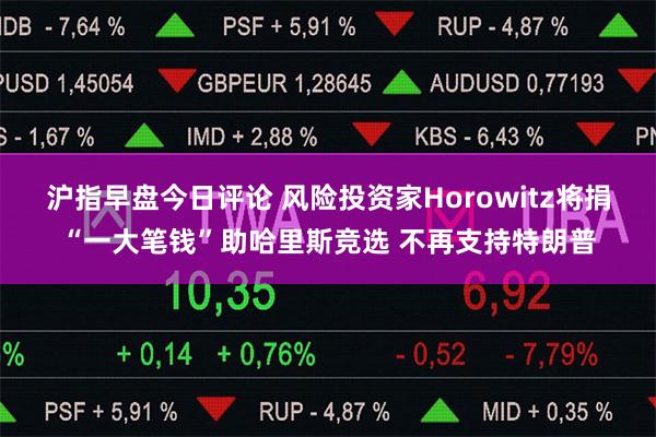 沪指早盘今日评论 风险投资家Horowitz将捐“一大笔钱”助哈里斯竞选 不再支持特朗普